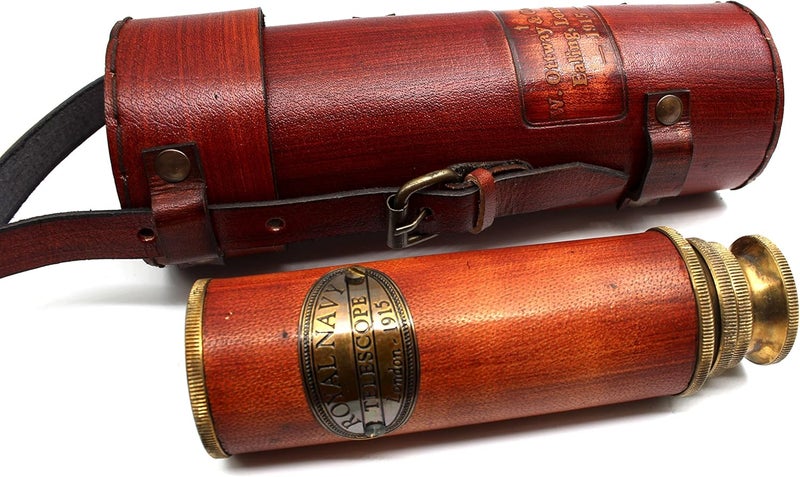OCEAN REPLICAS Pirate Brass Telescope – 25x30 Spyglass Monocular for Kids & Adults, Vintage Collapsible Brass Scope for Hiking, Travel, Nautical Decor – Handheld Pirate Telescope with Glass Optics - Image 1